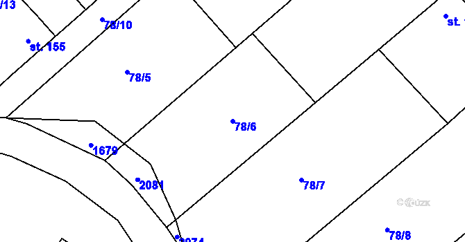Parcela st. 78/6 v KÚ Zlámanec, Katastrální mapa