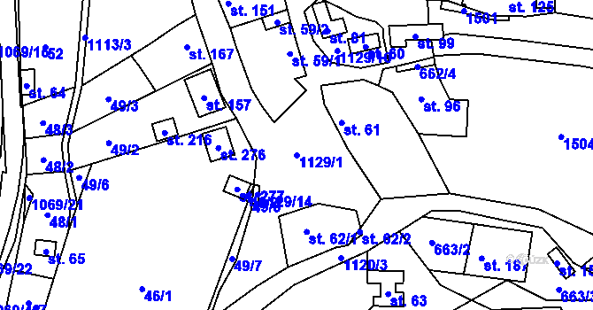 Parcela st. 1129/1 v KÚ Zlámanec, Katastrální mapa