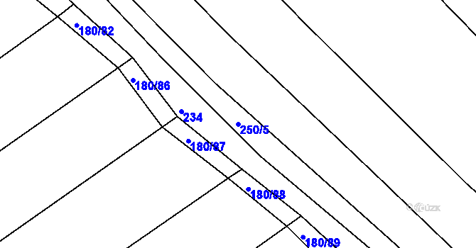 Parcela st. 250/5 v KÚ Zlámanka, Katastrální mapa