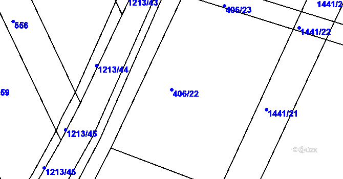 Parcela st. 406/22 v KÚ Zlámanka, Katastrální mapa