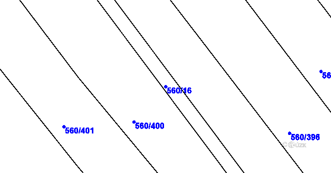 Parcela st. 560/16 v KÚ Zlámanka, Katastrální mapa