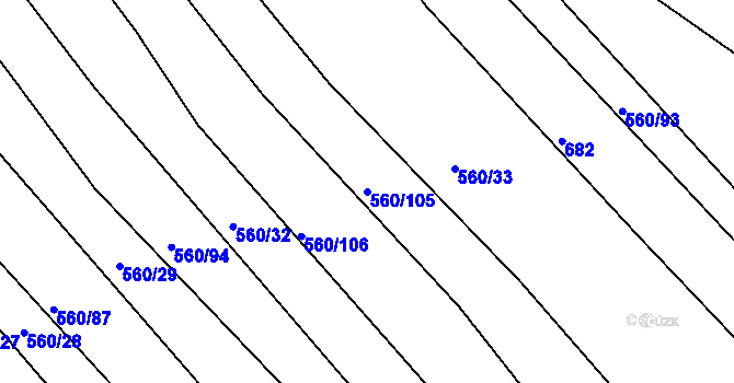 Parcela st. 560/105 v KÚ Zlámanka, Katastrální mapa