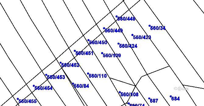Parcela st. 560/109 v KÚ Zlámanka, Katastrální mapa