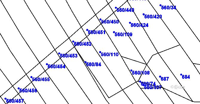 Parcela st. 560/110 v KÚ Zlámanka, Katastrální mapa