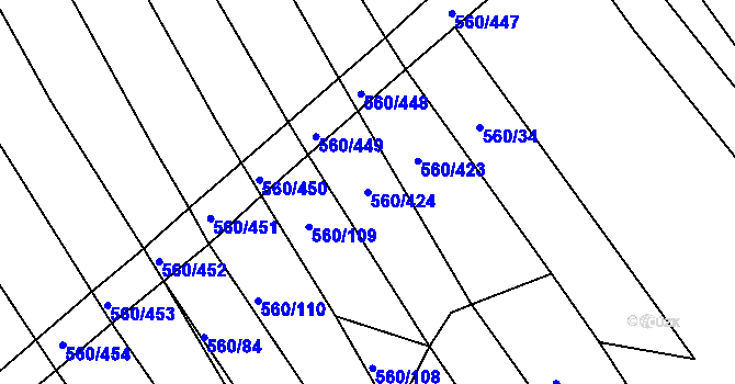 Parcela st. 560/424 v KÚ Zlámanka, Katastrální mapa