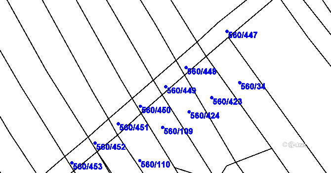 Parcela st. 560/449 v KÚ Zlámanka, Katastrální mapa
