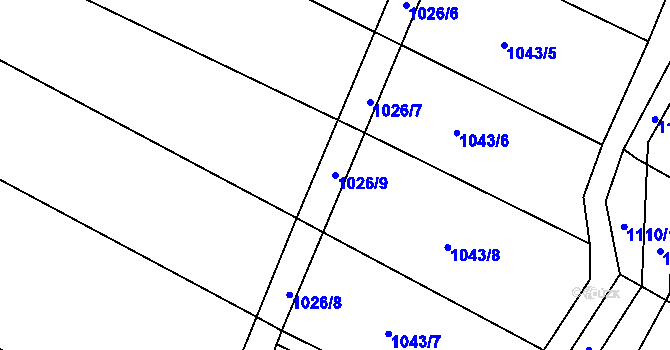 Parcela st. 1026/9 v KÚ Zlámanka, Katastrální mapa