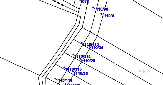 Parcela st. 1110/113 v KÚ Zlámanka, Katastrální mapa