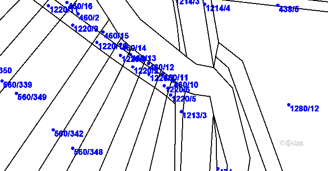 Parcela st. 1220/6 v KÚ Zlámanka, Katastrální mapa