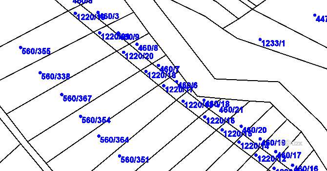 Parcela st. 1220/17 v KÚ Zlámanka, Katastrální mapa