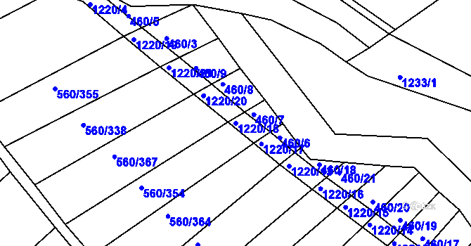 Parcela st. 1220/18 v KÚ Zlámanka, Katastrální mapa