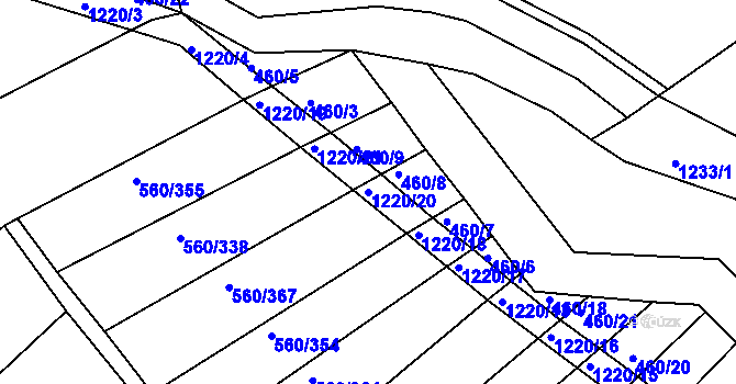 Parcela st. 1220/20 v KÚ Zlámanka, Katastrální mapa