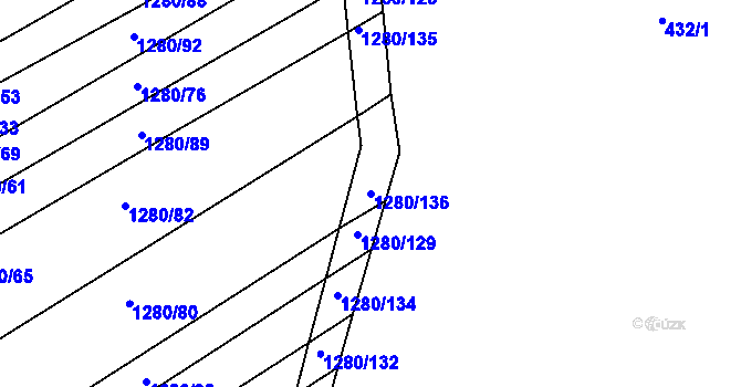 Parcela st. 1280/136 v KÚ Zlámanka, Katastrální mapa