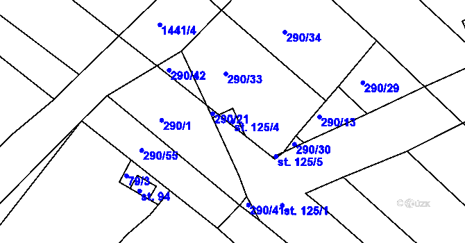 Parcela st. 125/4 v KÚ Zlámanka, Katastrální mapa