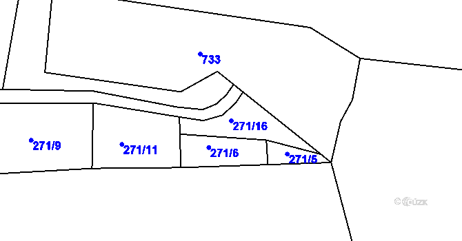 Parcela st. 271/16 v KÚ Rájov, Katastrální mapa