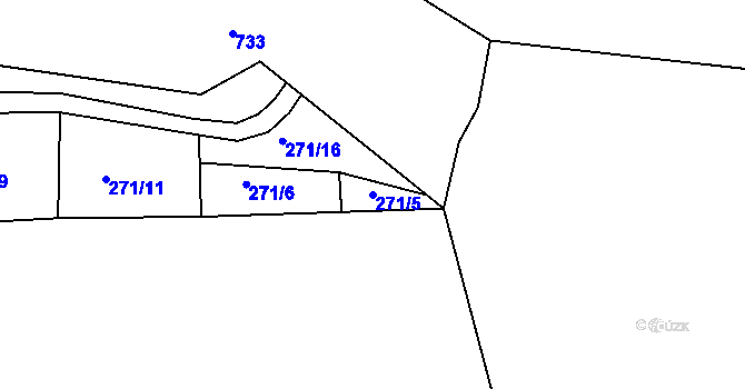 Parcela st. 271/5 v KÚ Rájov, Katastrální mapa
