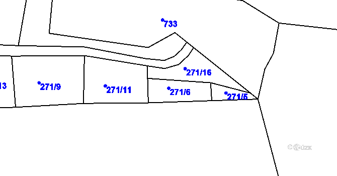 Parcela st. 271/6 v KÚ Rájov, Katastrální mapa