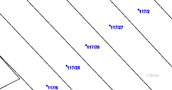Parcela st. 117/26 v KÚ Rájov, Katastrální mapa