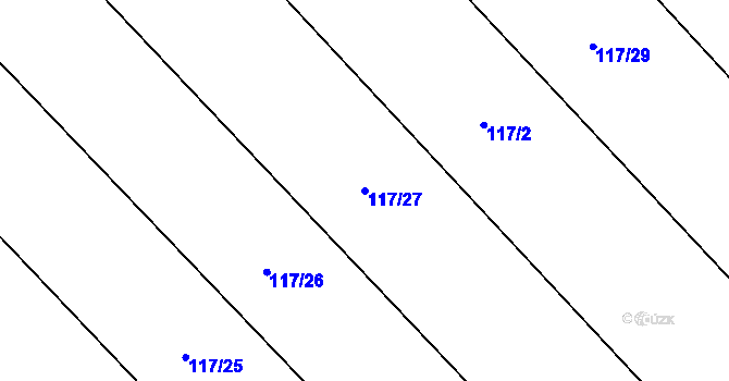 Parcela st. 117/27 v KÚ Rájov, Katastrální mapa