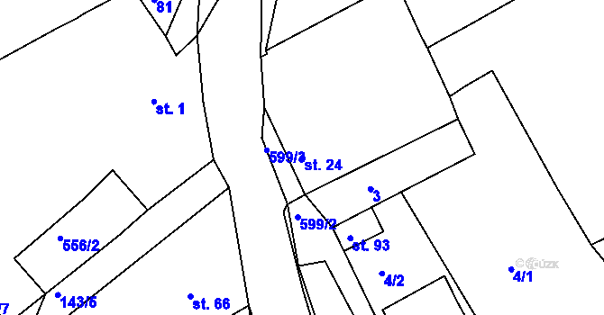 Parcela st. 24 v KÚ Rájov, Katastrální mapa