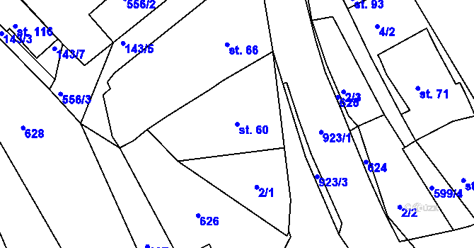 Parcela st. 60 v KÚ Rájov, Katastrální mapa