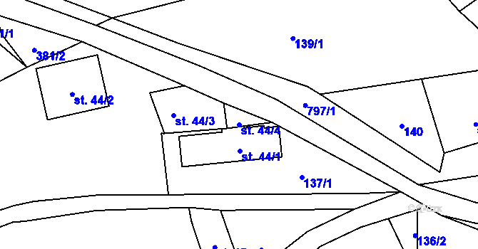 Parcela st. 44/4 v KÚ Lhotka u Zlaté Olešnice, Katastrální mapa