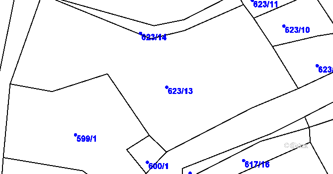 Parcela st. 623/13 v KÚ Lhotka u Zlaté Olešnice, Katastrální mapa