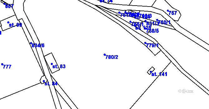Parcela st. 780/2 v KÚ Lhotka u Zlaté Olešnice, Katastrální mapa