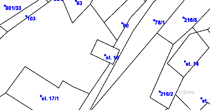 Parcela st. 16 v KÚ Stanový, Katastrální mapa