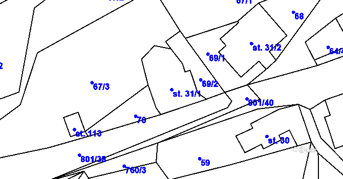 Parcela st. 31/1 v KÚ Stanový, Katastrální mapa