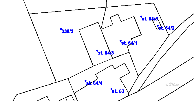 Parcela st. 64/3 v KÚ Stanový, Katastrální mapa