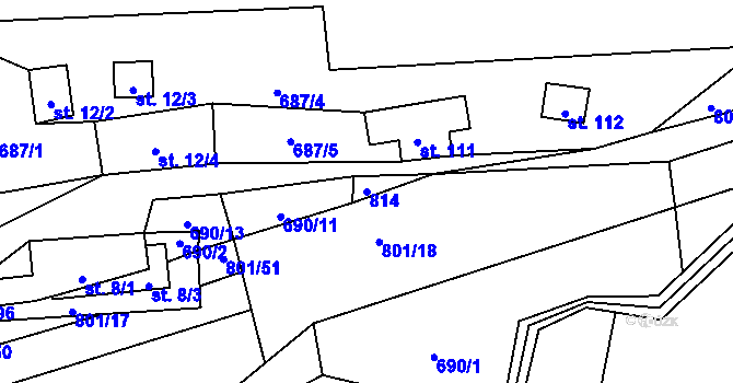 Parcela st. 814 v KÚ Stanový, Katastrální mapa