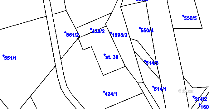 Parcela st. 38 v KÚ Zlatá Olešnice Semilská, Katastrální mapa