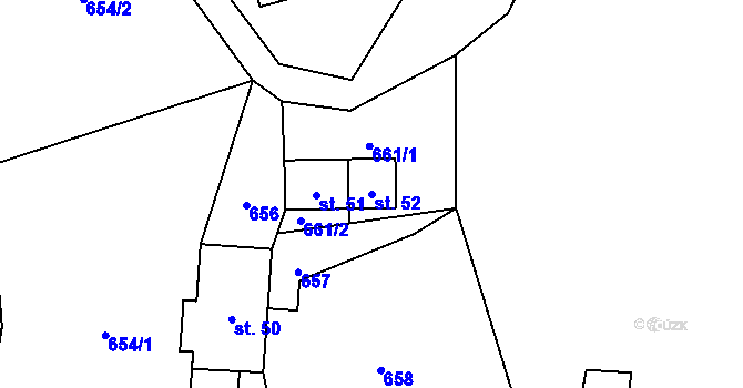 Parcela st. 52 v KÚ Zlatá Olešnice Semilská, Katastrální mapa