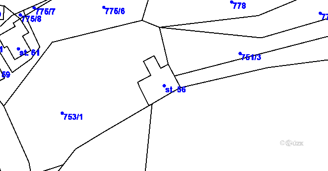 Parcela st. 56 v KÚ Zlatá Olešnice Semilská, Katastrální mapa