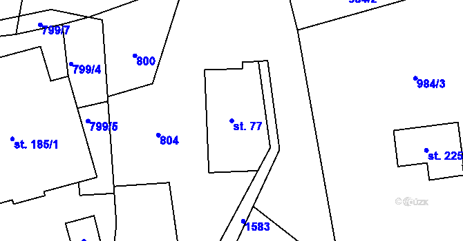 Parcela st. 77 v KÚ Zlatá Olešnice Semilská, Katastrální mapa
