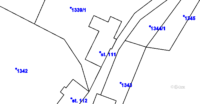 Parcela st. 111 v KÚ Zlatá Olešnice Semilská, Katastrální mapa