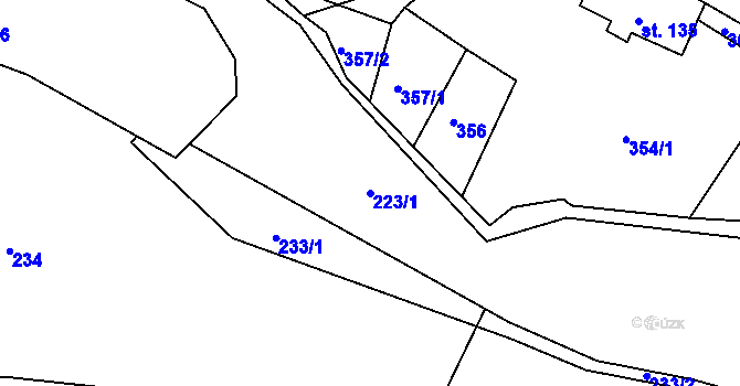 Parcela st. 223/1 v KÚ Zlatá Olešnice Semilská, Katastrální mapa
