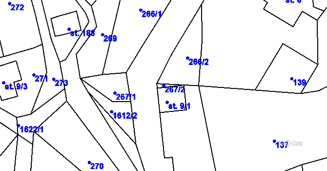 Parcela st. 267/2 v KÚ Zlatá Olešnice Semilská, Katastrální mapa