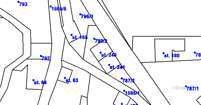 Parcela st. 240 v KÚ Zlatá Olešnice Semilská, Katastrální mapa