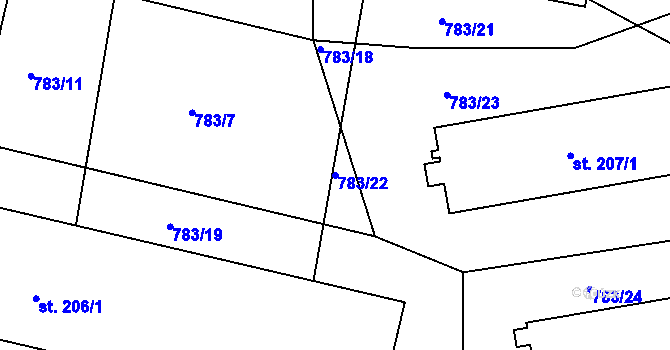 Parcela st. 783/22 v KÚ Zlatá Olešnice Navarovská, Katastrální mapa