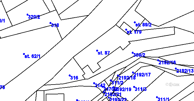Parcela st. 87 v KÚ Zlatá Olešnice, Katastrální mapa