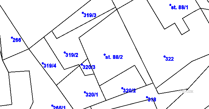 Parcela st. 88/2 v KÚ Zlatá Olešnice, Katastrální mapa