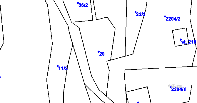 Parcela st. 20 v KÚ Zlatá Olešnice, Katastrální mapa