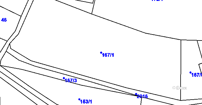 Parcela st. 167/1 v KÚ Zlatá Olešnice, Katastrální mapa
