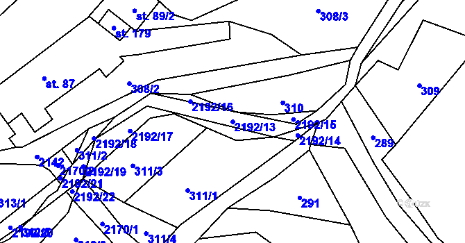Parcela st. 2192/13 v KÚ Zlatá Olešnice, Katastrální mapa