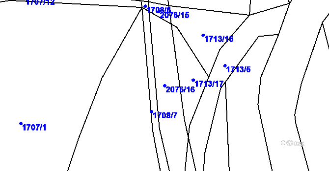 Parcela st. 2076/16 v KÚ Zlatá Olešnice, Katastrální mapa