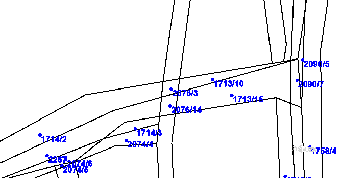 Parcela st. 2076/3 v KÚ Zlatá Olešnice, Katastrální mapa