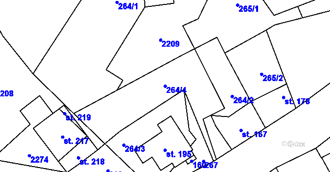 Parcela st. 264/4 v KÚ Zlatá Olešnice, Katastrální mapa