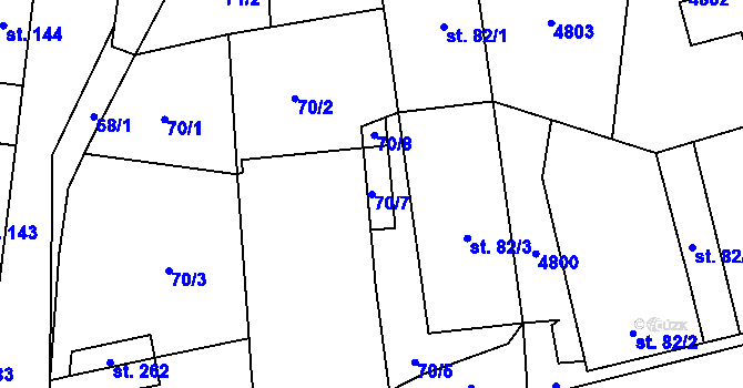 Parcela st. 70/7 v KÚ Kamberk, Katastrální mapa